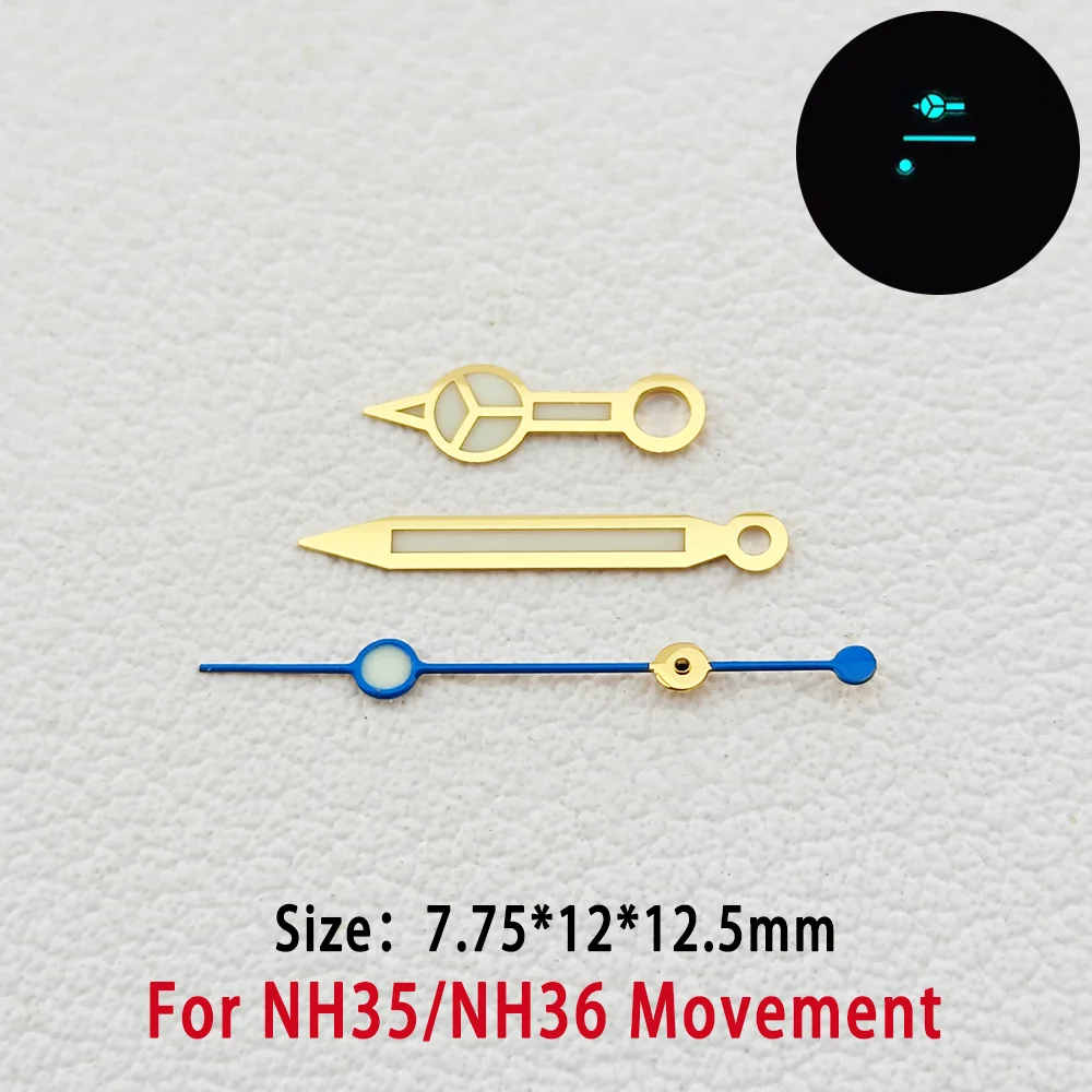 Watch Hands For NH34 NH35 NH36 Automatic Mechanical Movement BGW9 Blue Luminous 7.75*12*12.5mm GMT Hands Watches Accessories