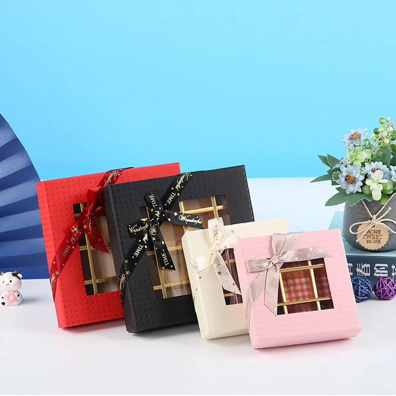 Clear Square Candy Gift Box Chocolate Cookie Candy Boxes Cookie Baking Packing Box Party Packaging Gift Boxs Wedding Christmas