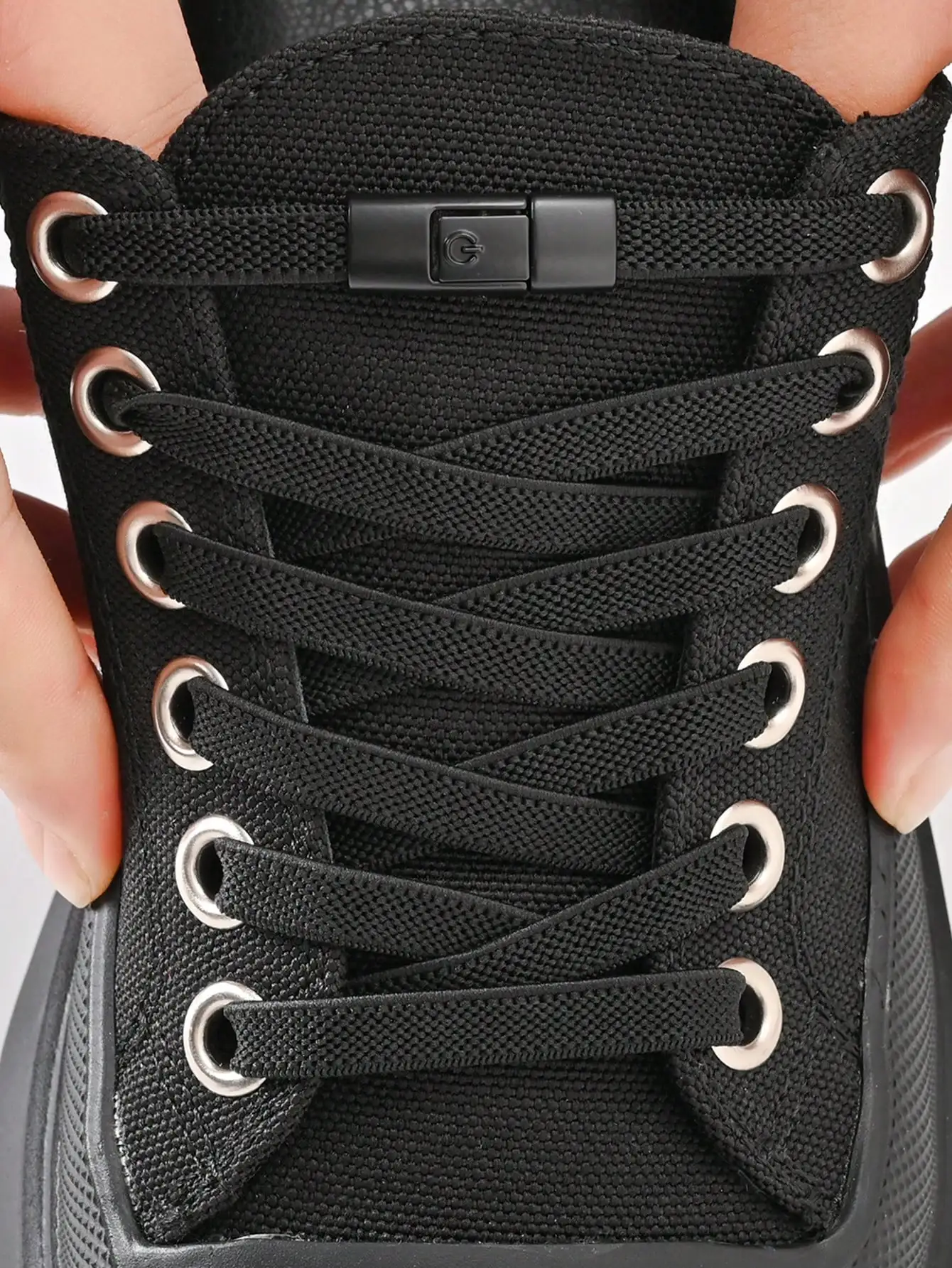 No-Tie-Schnürsenkel-Set mit 2 elastischen Schnürsenkeln und 2 Schnürsenkeln für Sportschuhe, Segeltuchschuhe und Fitnessschuhe – Detail 3