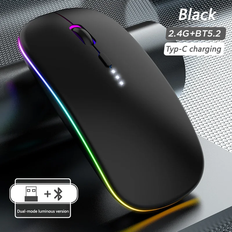 Charging Silent Dual Mode Power Display Light Emitting Wireless Mouse Suitable For Tablet Phone Computer