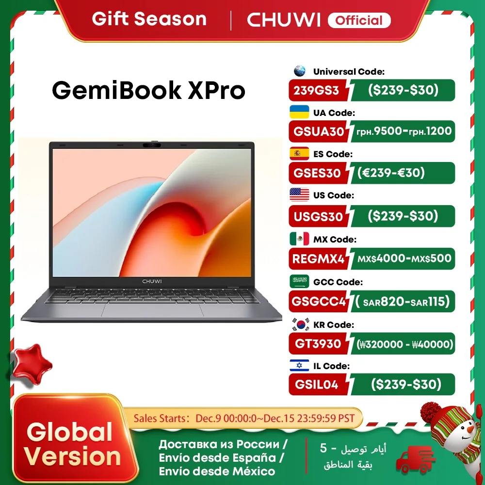 CHUWI GemiBook XPro Intel N100 Laptop 8GB RAM 256GB SSD Pantalla UHD de 14,1 pulgadas Procesadores Intel N100 Windows 11 Notebook PC