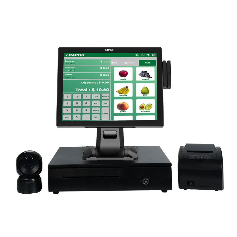 ATV&UTVHBAPOS HBA-GM50 15-Inch Desktop POS Cash Register Intel Core I5 (4th Gen) Windows 7/8/10 VGA/USB2.0/RJ45/USB3.0 Ports for