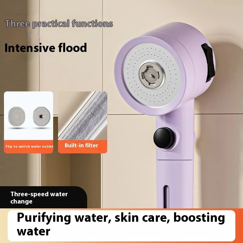 Super pressurized double-sided flushing showerhead, shower head, pressurized bathroom shower, handheld showerhead