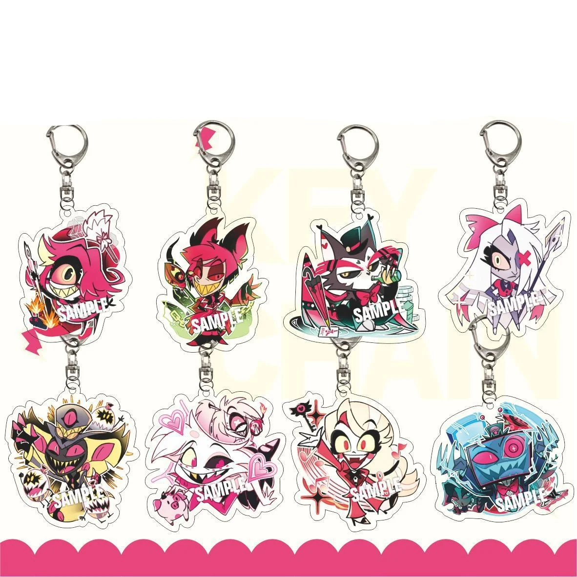 

Anime character Acrylic Keychain for Niffty Alastor Angel Dust Charlie Morningstar Sir Pentious Anime Decoration Collection