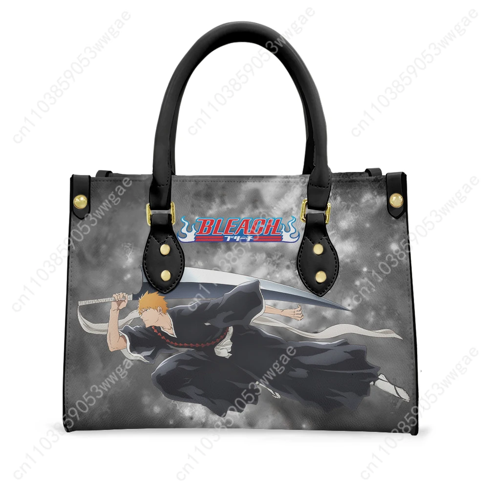 Bleach Tote Bags Purse Womens Mens Fashion Personalized Text Image PU Leather Customized Handbags Commuter Shopping Gift Bags