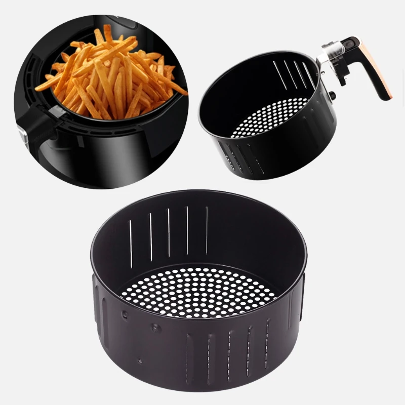 Non Stick Air Fryer Basket Baking Drain Pan Frying Accessories Kitchenware Dishwasher Safe R9Ca 2.6L 3.5L