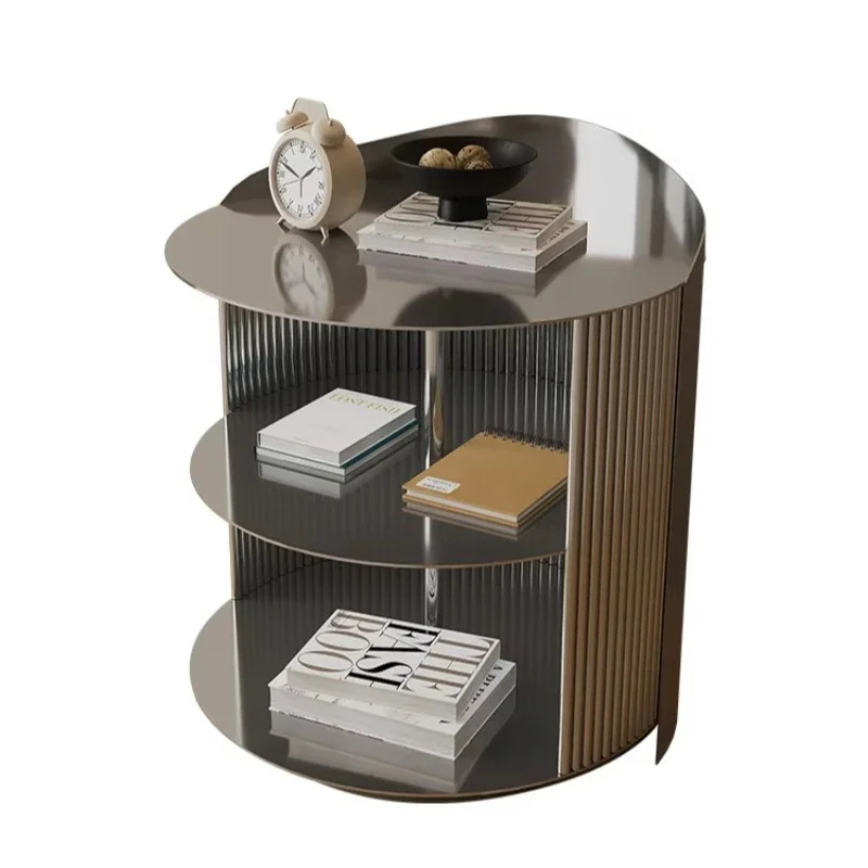Small apartment stainless steel bedside table modern design, living room storage