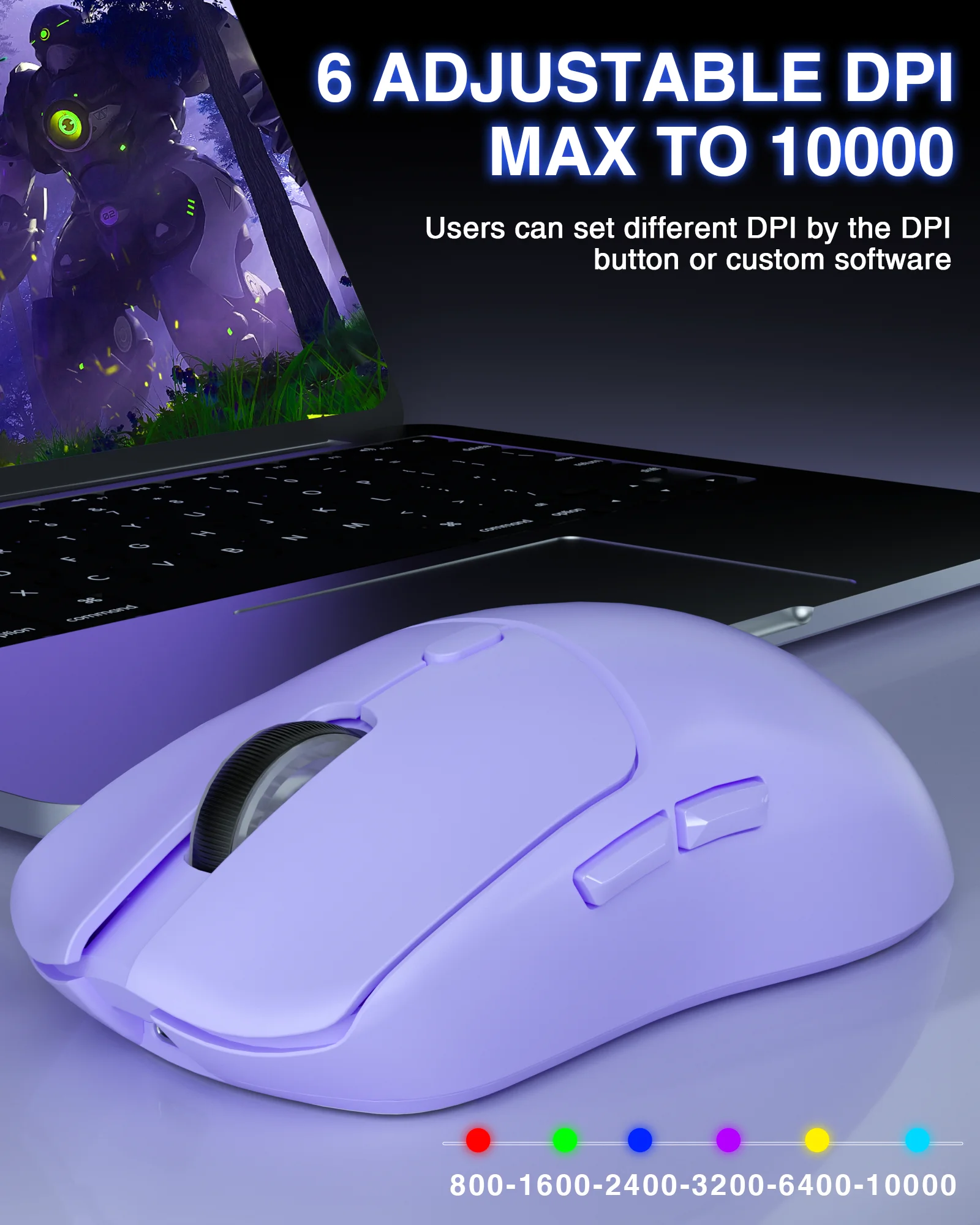 AULA SC580 Gaming Mouse Tri-mode Rechargeable Ergonomic Bluetooth Mouse 10000 DPI Wireless Bluetooth Mice for Office Gaming