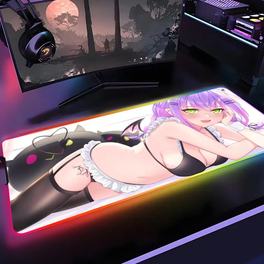 

Tokoyami Towa Virtual Idol Mouse Pad Gamer Rgb Desk Mat Back Light Led Mousepad Setup Accessories Deskmat Big Mousepad Backlight