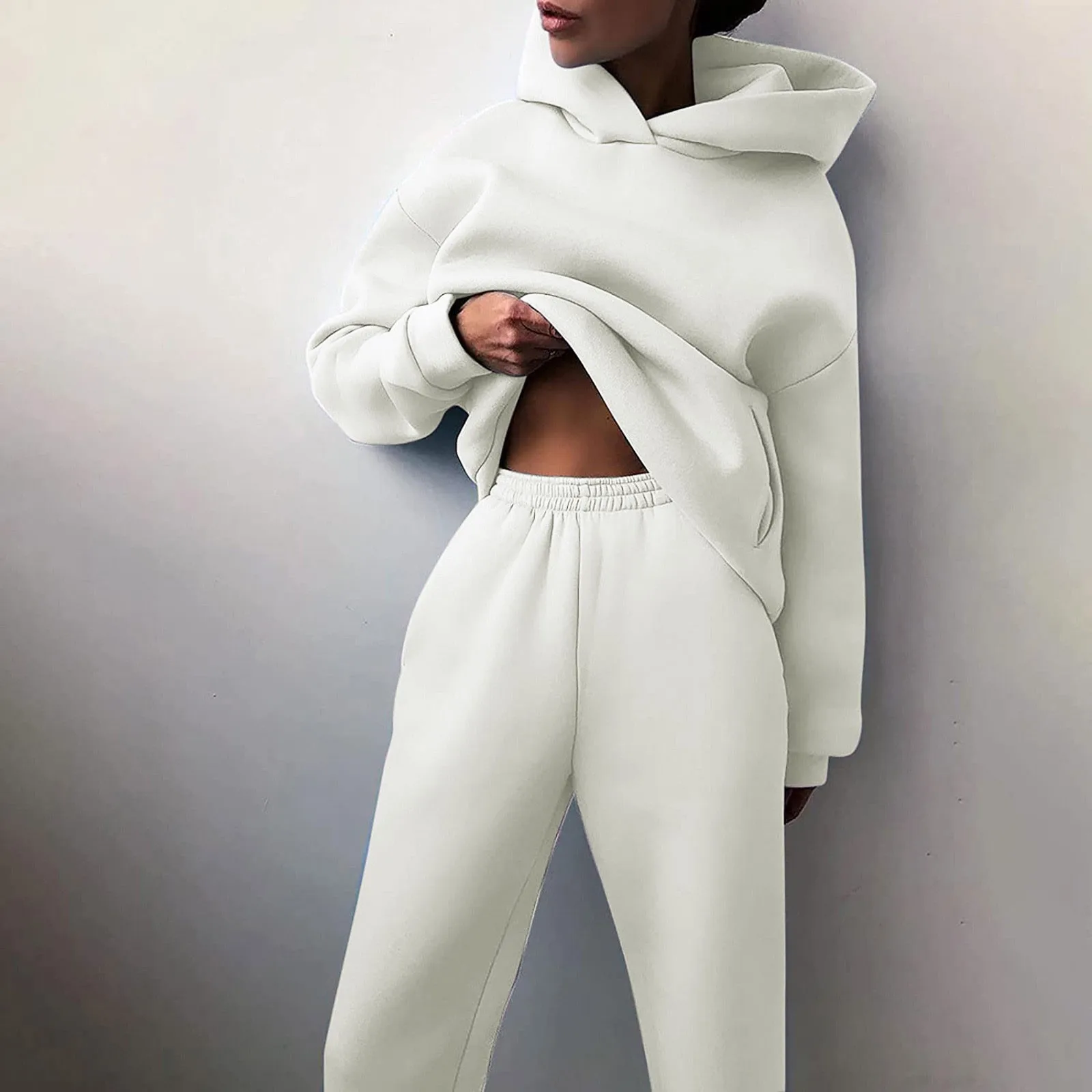 Winter Two Piece Sets Women Tracksuit Oversized Suit 2024 Autumn Trouser Suits Female Sweatshirt Solid Sports Hoodie Sportswear