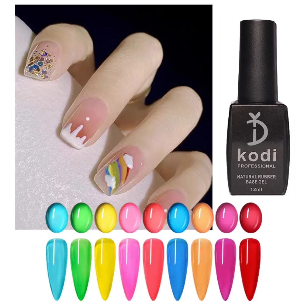 YD KODI PROFESSIONAL 12ML Primer Jelly Rubber Base Coat Orange Nude Rubbr Base Coat Nail Art Degisn Nude Jelly Rubber Base Gel