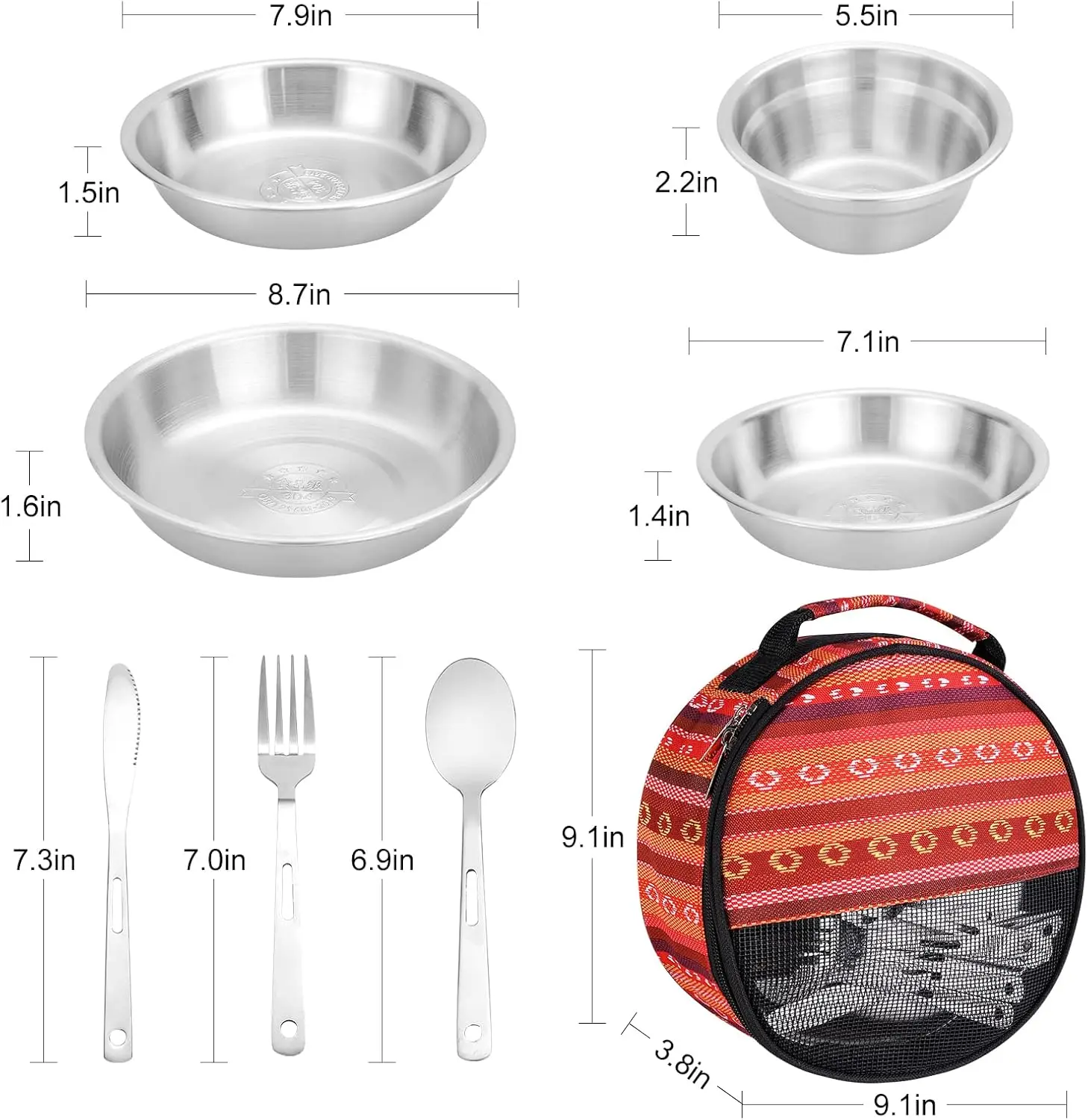 Camping cutlery -28 piece cookware set  accessories Cooking bowls, plates, knives, forks, spoons