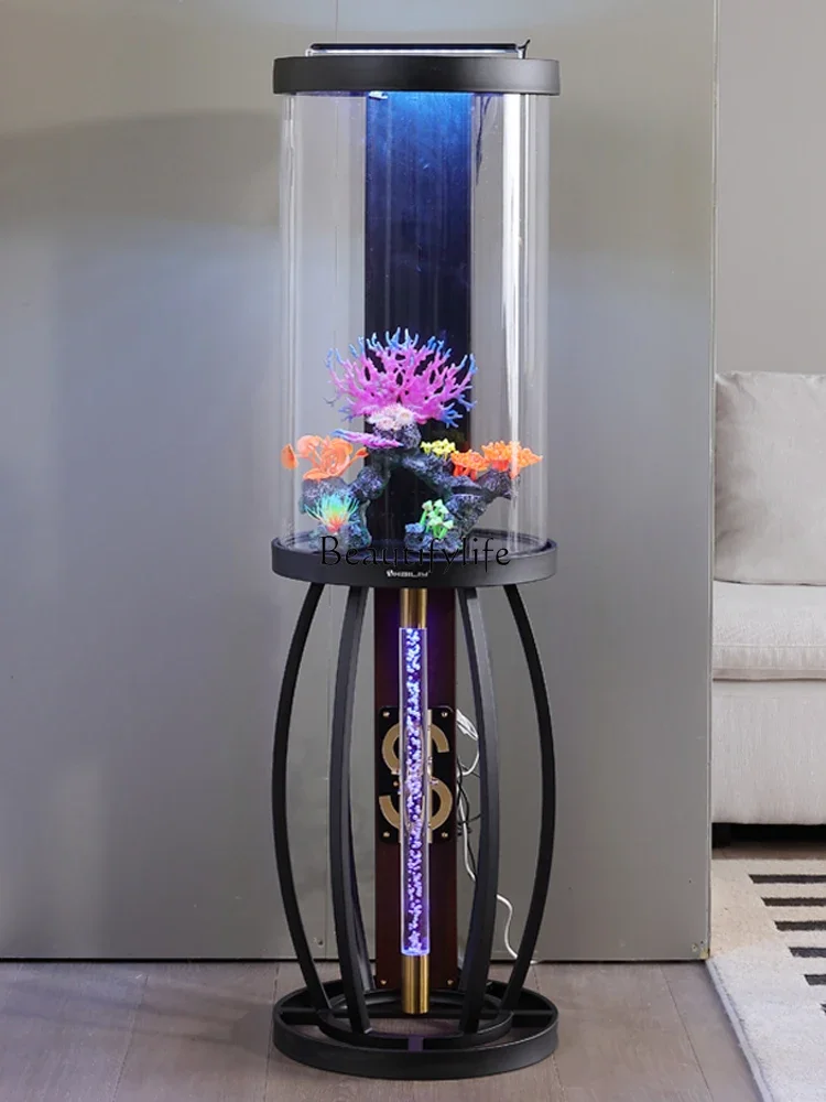 Cylinder fish tank ecological floor intelligent lazy acrylic aquarium free of water change