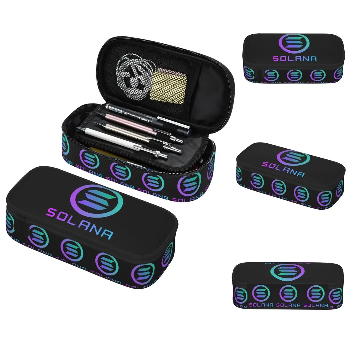 Solana Cryptocurrency - Trousse à crayons Solana SOL pour étudiants, cadeaux, boîte à stylos, sac à crayons, fournitures de papeterie, sac porte-stylos