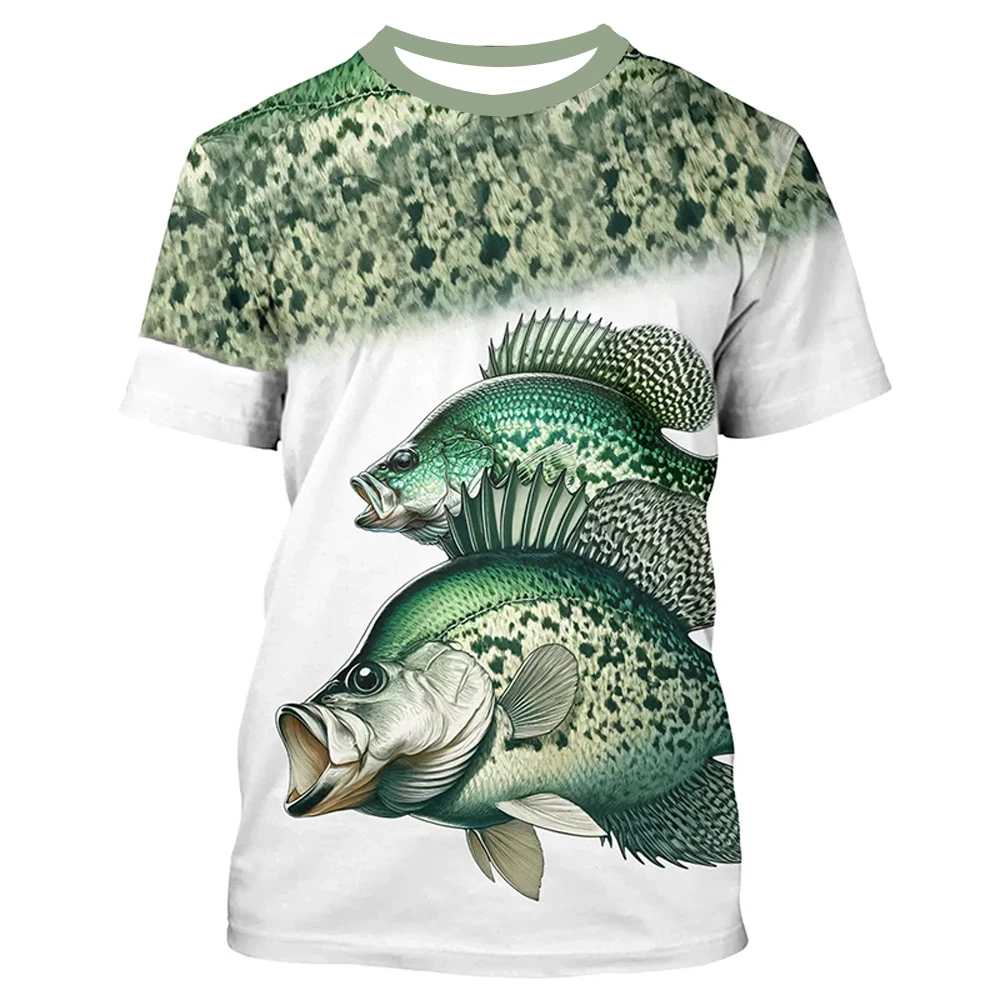 

Hot Selling Crappie tournament fishing Tee Tops all over print Short Sleeve T-shirts personalized gift Loose Causal T Shirt