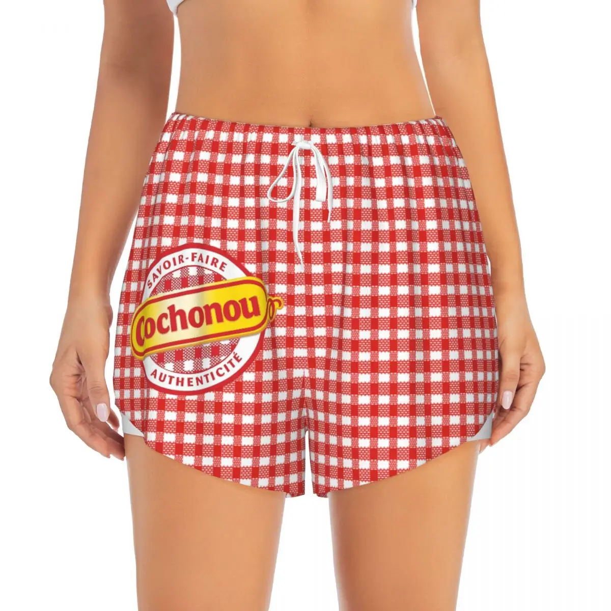 Cochonnou-Short de yoga taille haute pour femme, short d\'entraînement athlétique, séchage rapide, doublure légère, fente haute