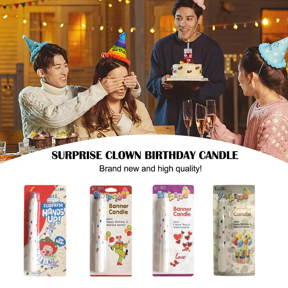 

Surprise Clown Birthday Candle Creative Party Trick Valentine's Day Birthday Candle Baking Dessert Cake Decoration For Frie Q0R3