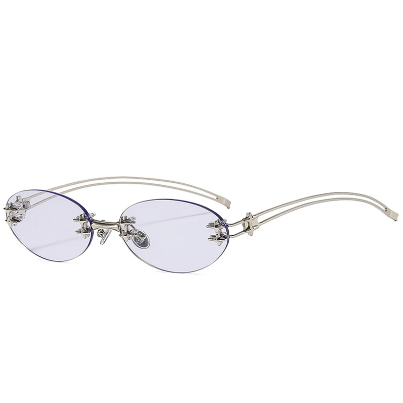 Vintage Y2K Metal Rimless Oval Star Decoration Sunglasses  display picture 1