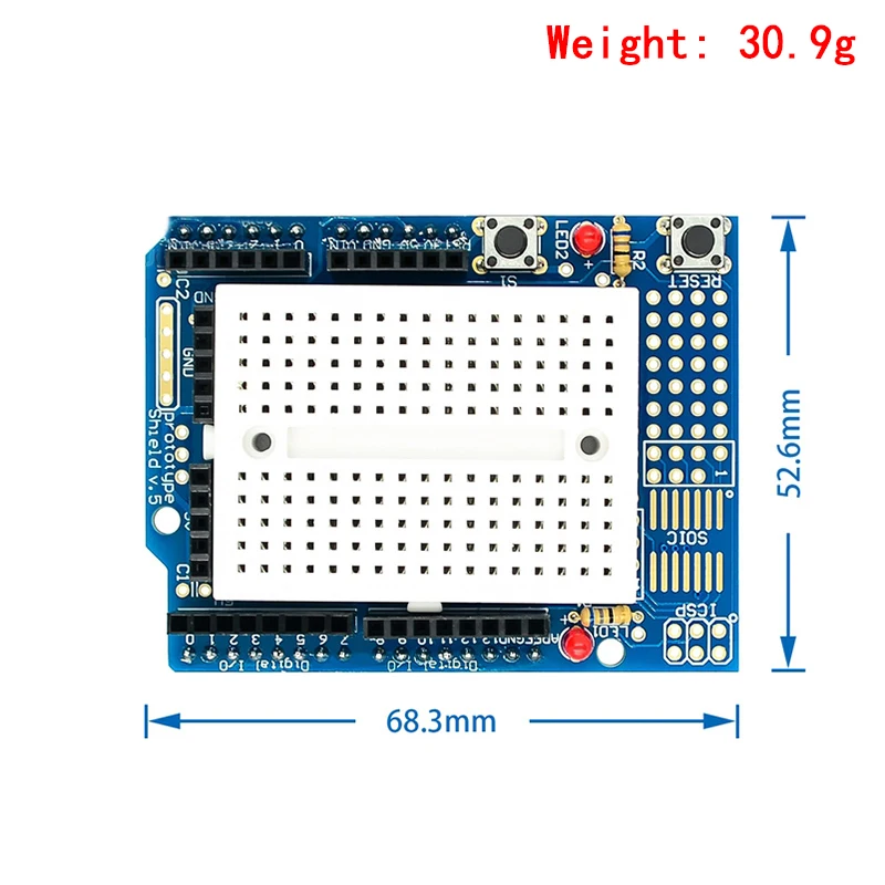 Picture 3: UNO Proto Shield Prototype Expansion Board With SYB-170 Mini Breadboard Based For Arduino R3 Robot Kit ProtoShield