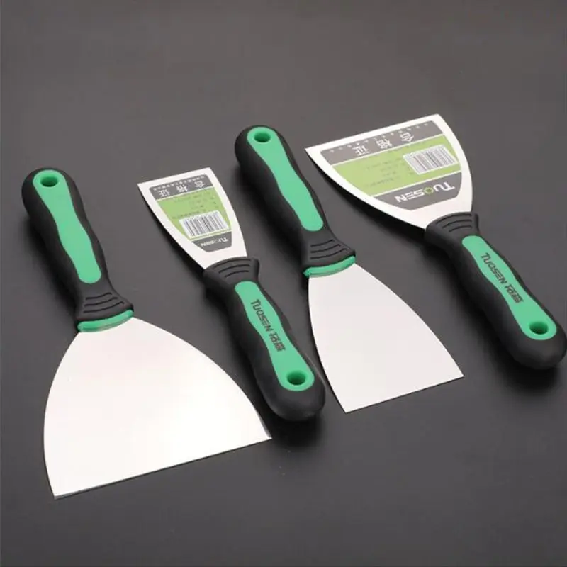 367D 6 Pcs Putty Knives Set Scrapers and Filling Knives Wall Dirty Cement Shovel Blade with Anti-slip Plastic Handle DIY Tool