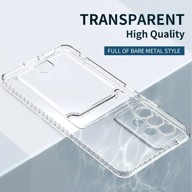 Silicone Clear Phone Case For Samsung Galaxy A55 A15 A25 A35 A54 A34 A14 A24 A53 A33 A13 A73 A52 A05S Card Slot Shockproof Cover