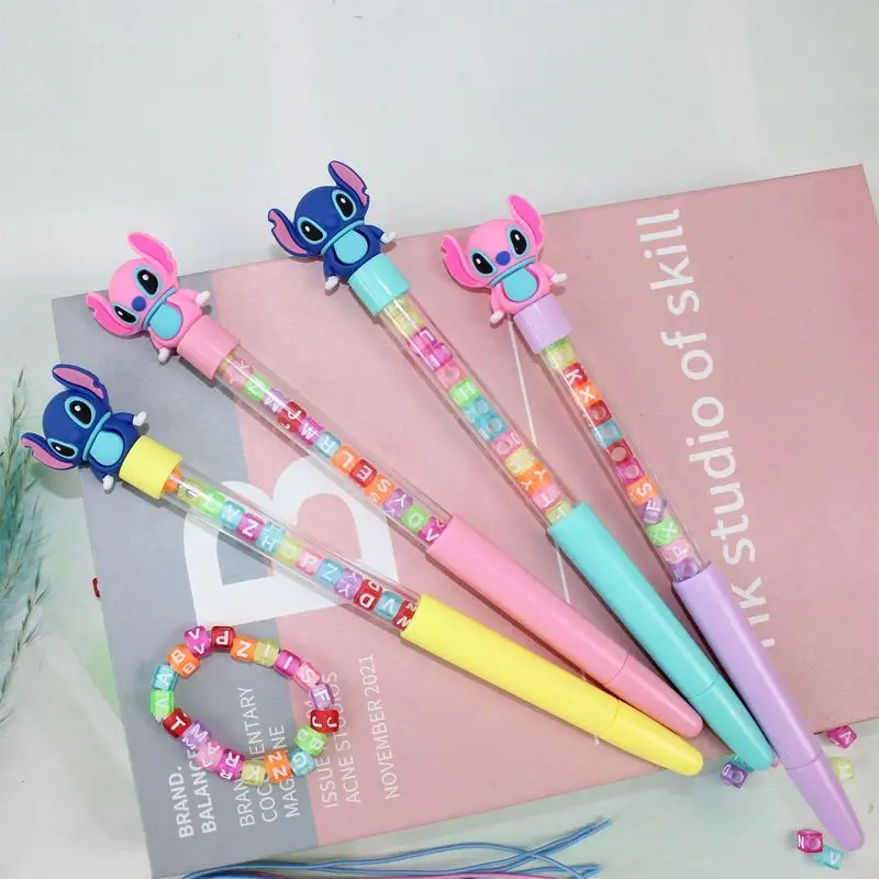 Disney Stitch Diy bracelet Gel Pen Creative Kawaii Stitch Gel Pen Gift Student Incentive Supplies Writing Tools School Supplies