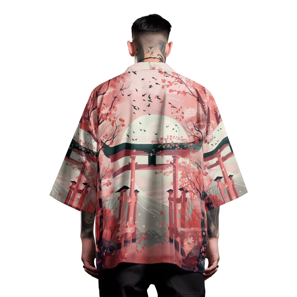 Classic Chinese Style Design Sense of National Tide Ancient Architecture Taoist Robe Men's Fashion Casual Kimono Men's Tops