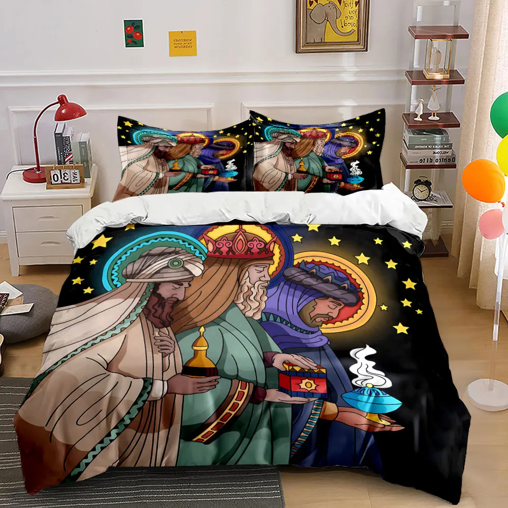 Three Wise Men Offering Gifts Duvet Cover Set with 3D Printing Design Soft Polyester Bedding Set All-Season Comfort for gifts