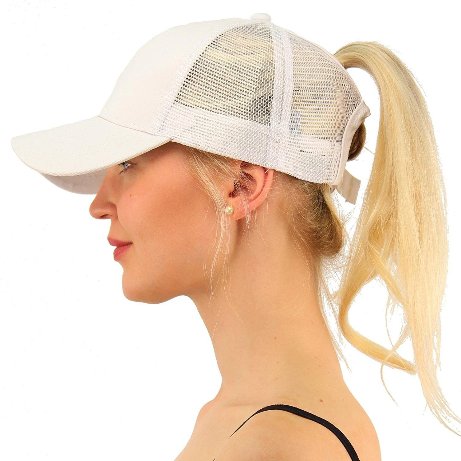 Gorra de béisbol con cola de caballo para mujer, gorra de malla ajustable, deportiva, de Golf, Snapback, Color sólido, alta desordenada, para niña