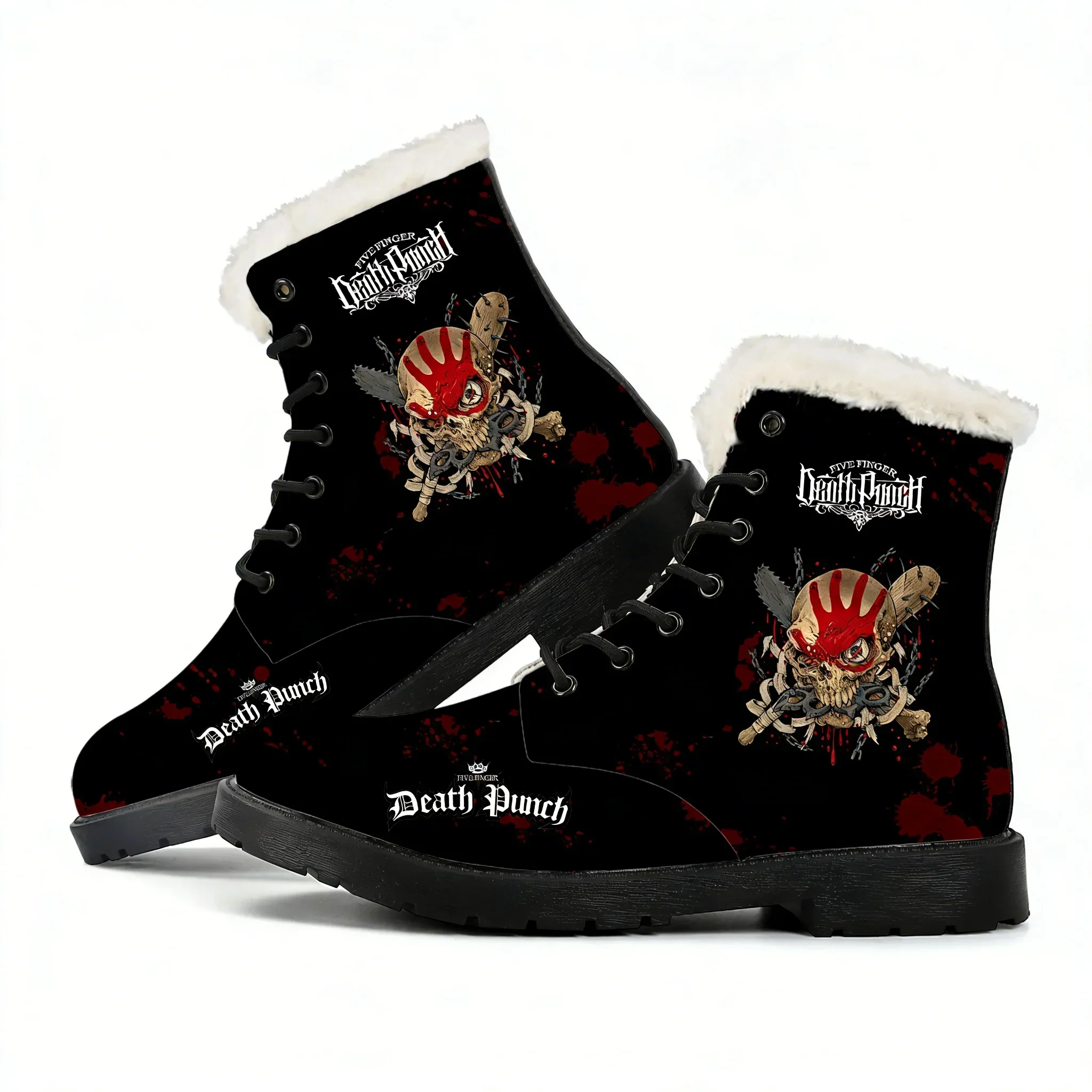 

Five Finger Death Punch Band Plush Boots Mens Womens Teenager Shoes Casual Boot Light Warm High Quality Couple Customize Shoe