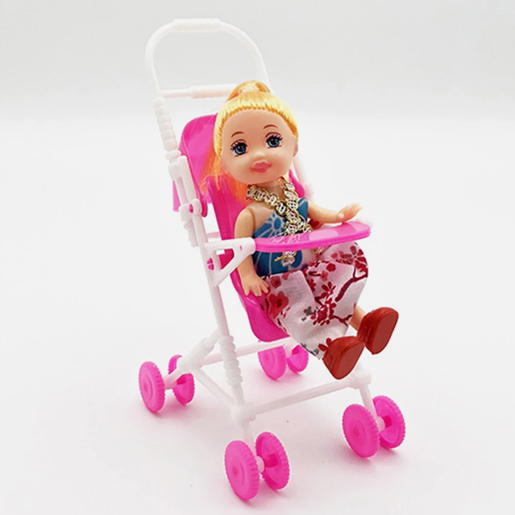 Baby Stroller Simulation Dolls Pushchair Children Baby Stroller Toy Fashion Dollhouse Miniature Items Baby Stroller Accessories