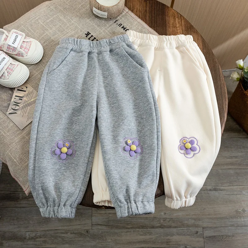 

LYY-Autumn New Baby Girl Trousers Loose Casual Pants Simple All-Match Children's Spring and Autumn Solid Color Cotton Pants