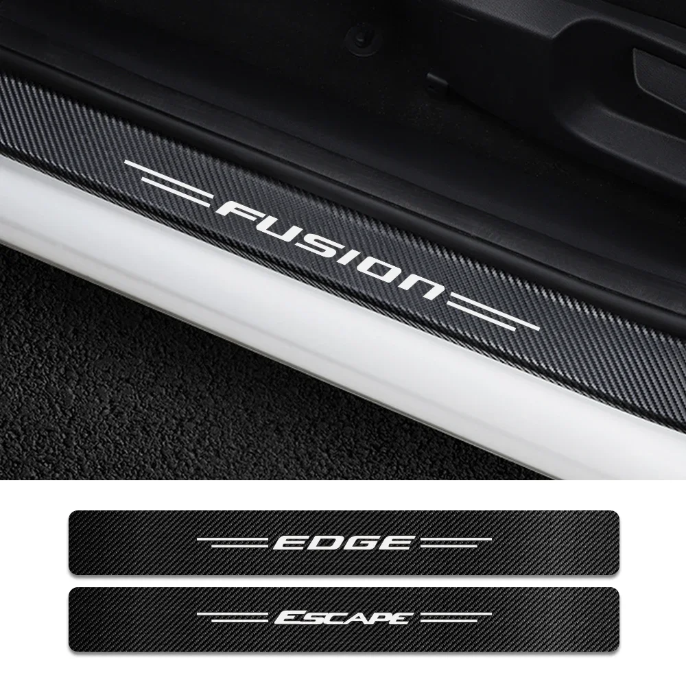 

4PCS Car Door Sill Carbon Sticker Auto Accessories For Ford Mondeo Fusion Escape Shelby Edge Ghia ST Taurus Protector Cover