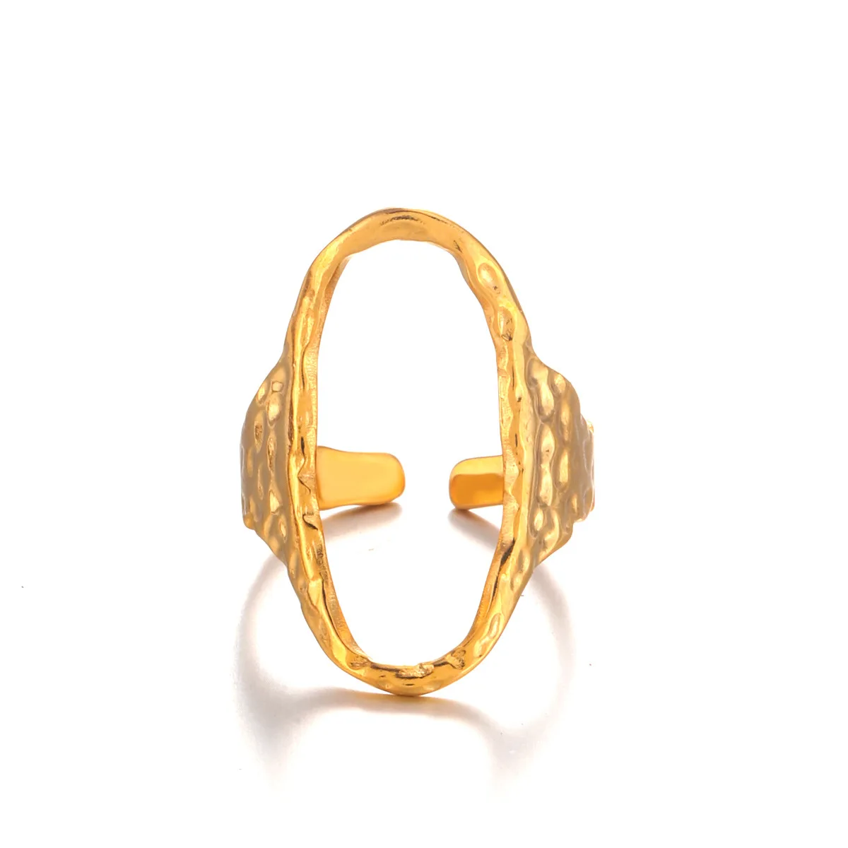 Popular Geometric Stainless Steel Elliptical Hollow knuckle rings for women Gold Color Adjustable Wedding Aesthetic Ring
