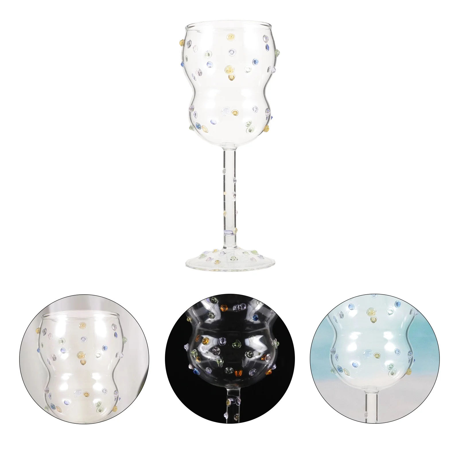 

Glass Goblet Decorative Dot Pattern Linen Texture Wine Goblet Suitable for Red Wine Party Drinks Cups Decorative Goblets