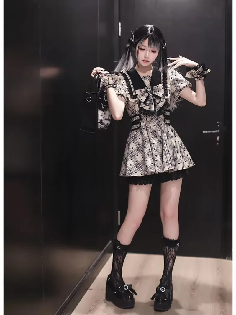 الصيف اليابانية الحلو فتاة الألغام دعوى ثقافة فرعية القوس البولكا نقطة القوطي فستان مجموعة تي شيرتات قصيرة للأطفال تصميم الإناث جميلة جميلة ملابس جديدة