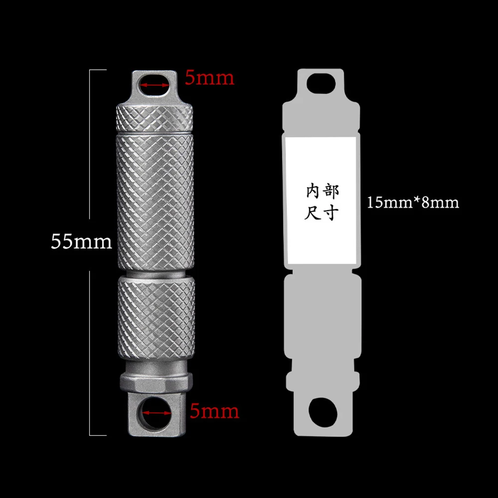 Wodoodporny pojemnik ze stopu tytanu Szybki odłączany podwójny przycisk Narzędzie Uniwersalny brelok do kluczy Mini butelka leków Brelok do kluczy