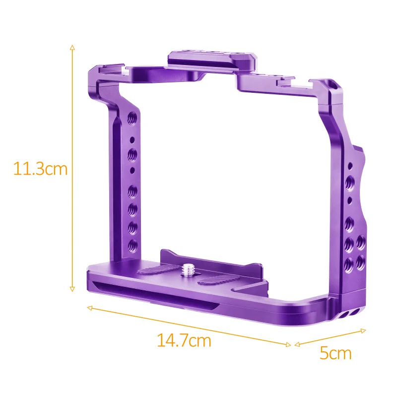 Andoer Camera Cage Aluminum Alloy Cage Cold Shoe Mounts 1/4 Inch Threads for Sony A7IV/ A7III/ A7II/ A7R III/ A7R II/ A7S II