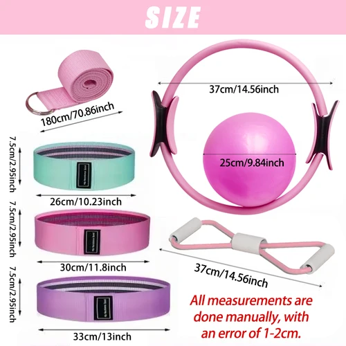 Imagen 2 del producto Nuevo juego de pelota y anillo de Pilates, anillo de Fitness para Pilates, banda de resistencia, ejercicio, entrenamiento, equipo de Fitness para embarazo posparto