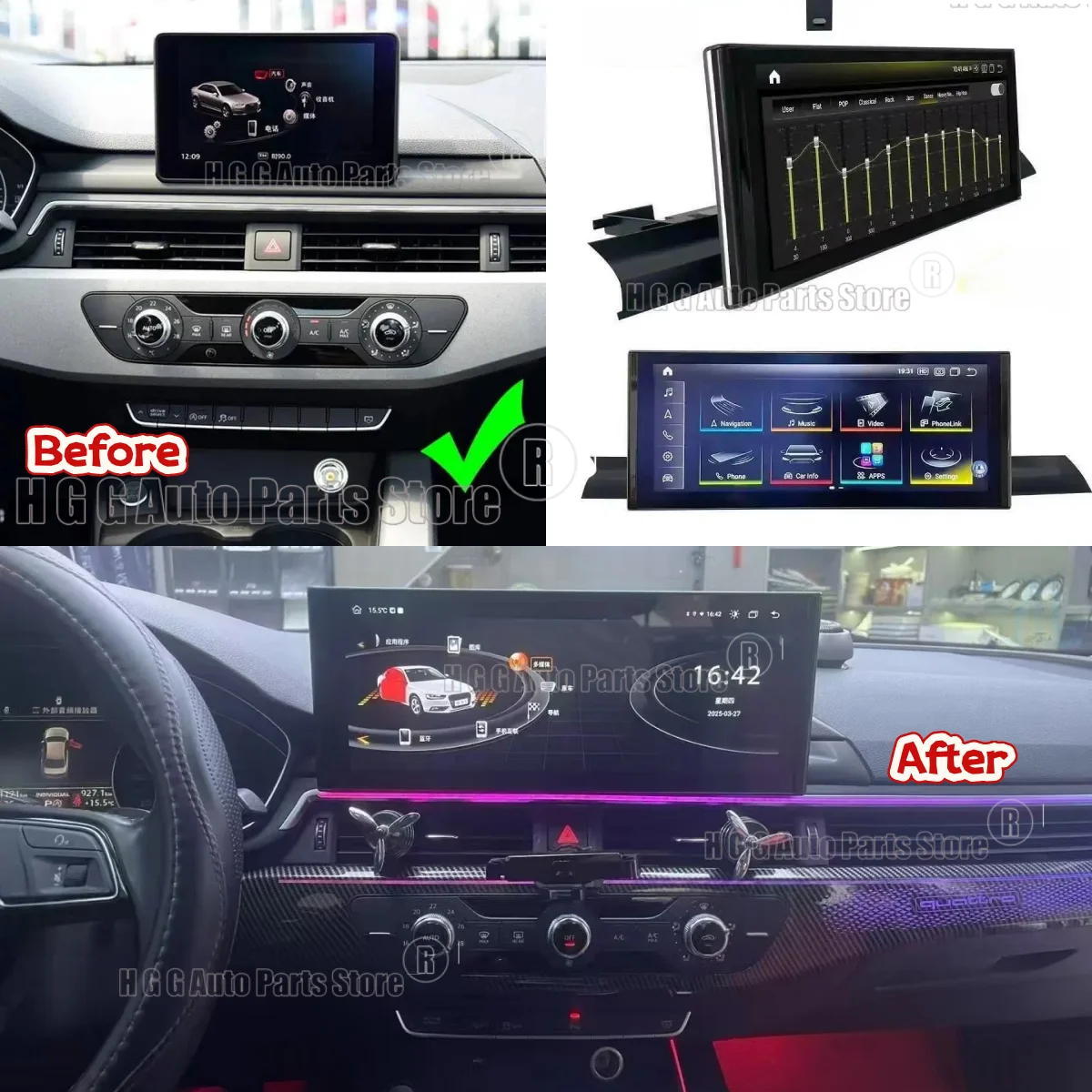 12.3Inch Android 14 Qled Screen For AUDI A5 A4 A4L S5 2017-2020 Car Radio Multimedia Video Player Stereo GPS CarPlay Navigation