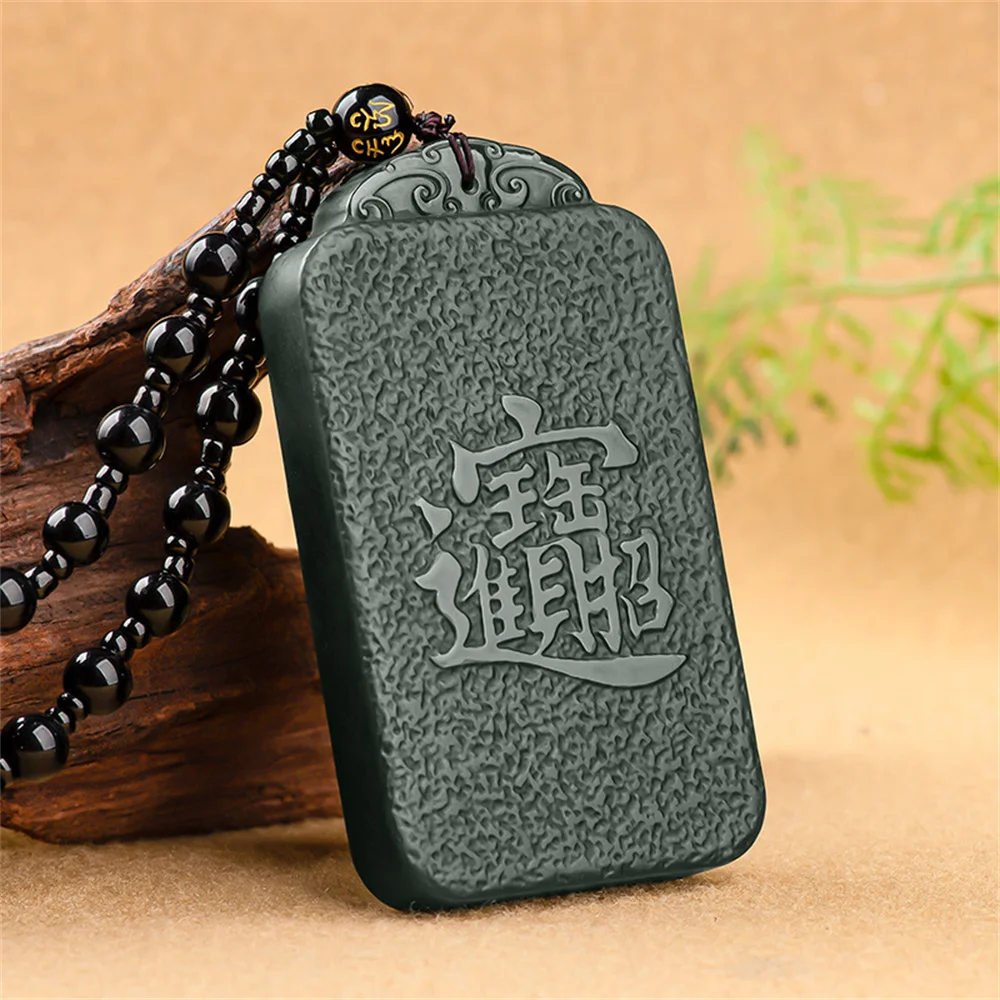 Charm Natural Black HeTian Jade Carved Chinese Kylin PiXiu Lucky Pendant Amulet Necklace Certificate Luxury Jade Jewelry Gift