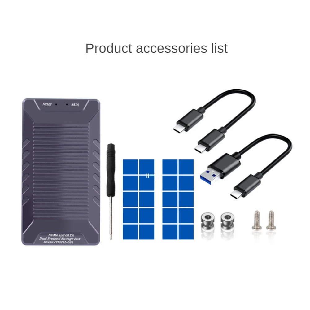 

AEF7-M.2 NVME SATA NGFF SSD-корпус, однокристальный, двойной протокол, двойной диск USB3.2, 10 ГБ, мобильный блок питания, жесткий диск