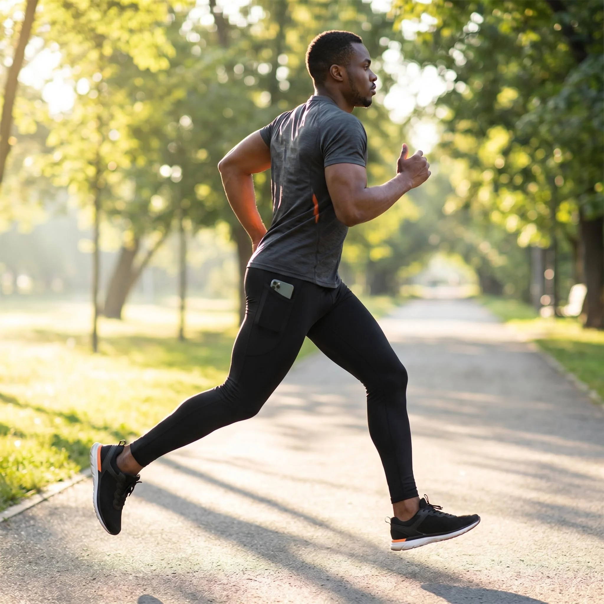 High Waist Men's Compression Leggings Stretch Quick Dry Breathable Tights for Marathon Running Training Workout Gym Fitness image 5