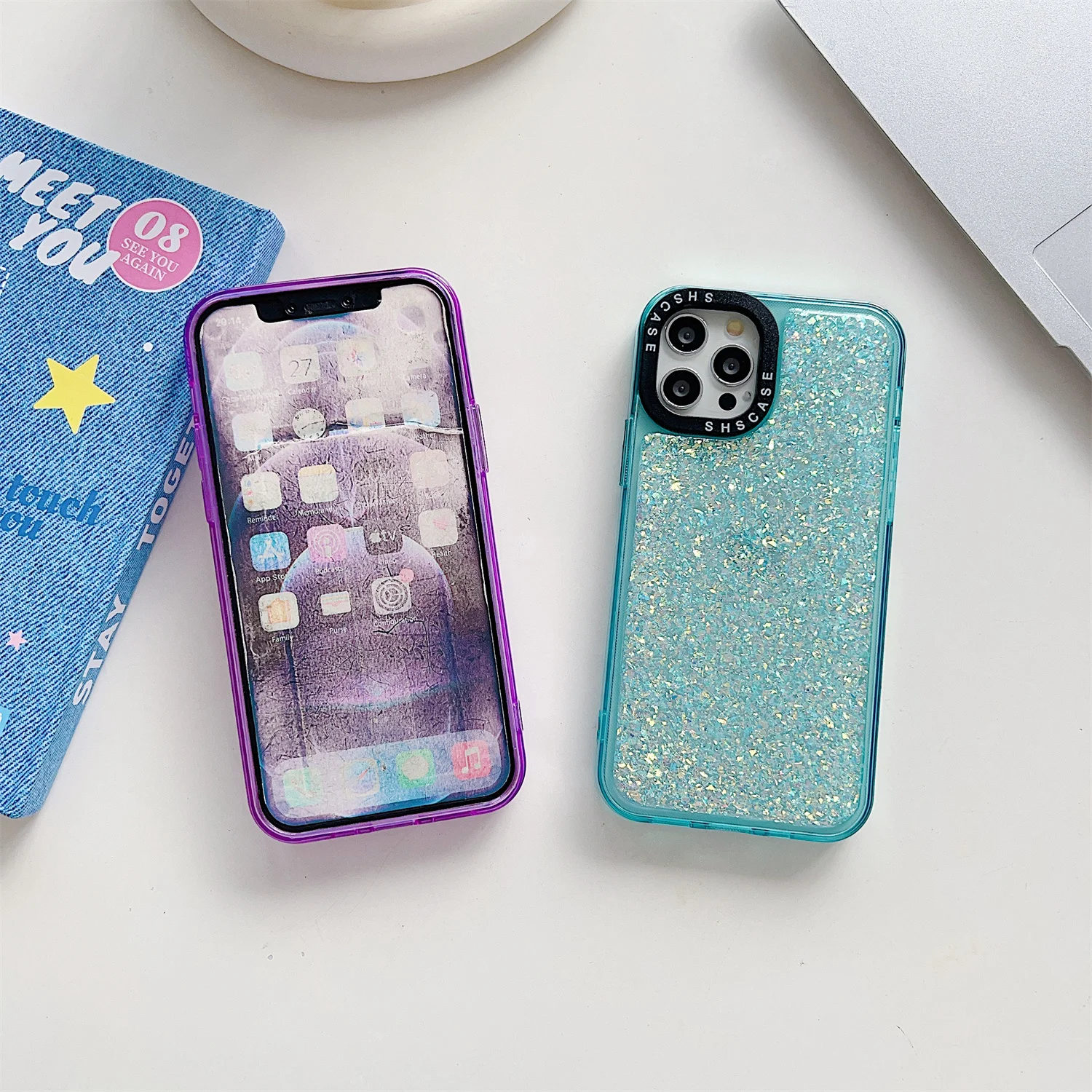 SHSCASE Flash Drilling Glitter Case for iPhone 15 Pro Max 11 12 13 14 Pro Shockproof Heavy Duty Defender Rugged Phone Cover