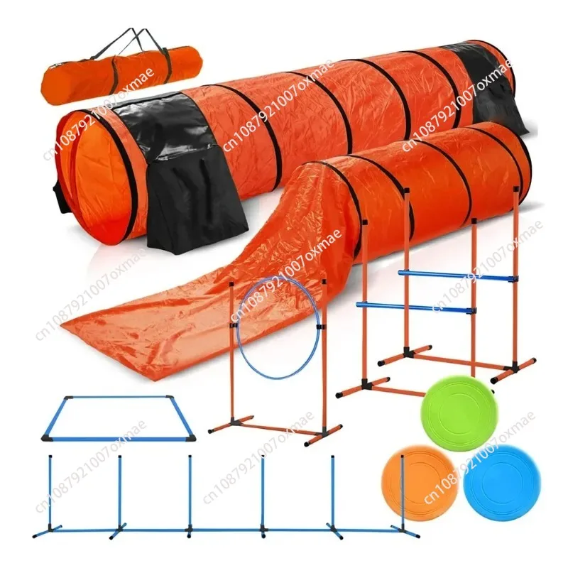 

Pet Dog Agility Equipment Set Kit Obstacle Training Kit Dog Agility Rods Jump Running Hurdle Outdoor Sports Stakes Poles Tunnel