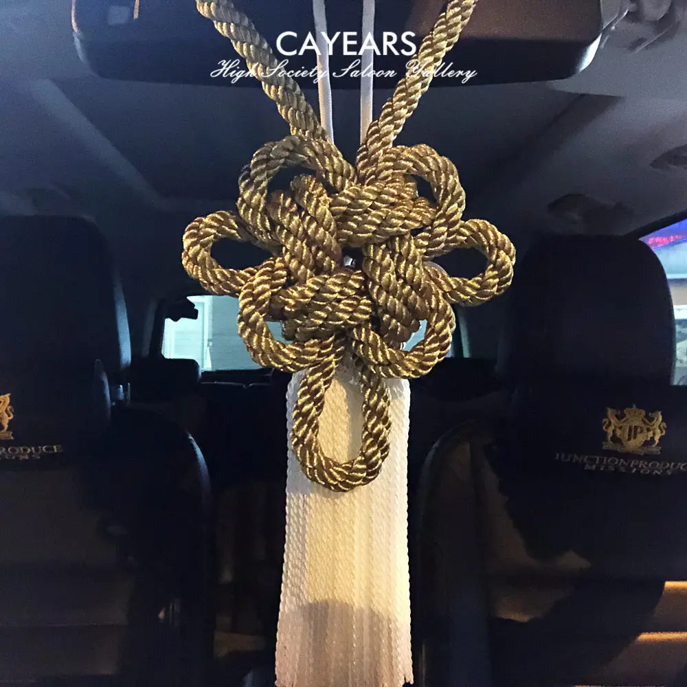 Cayears JDM Junction Produce New Model Large Kintsuna Golden Kin Rope JP Fusa Kiku Knot Luxury Car Rearview Mirror VIP Fastening