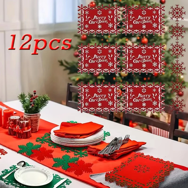 

Placemats Set Christmas Home Decorations 2025 Interior Party Dining Table Mat Set New Year Xmas Table Decoration & Accessories