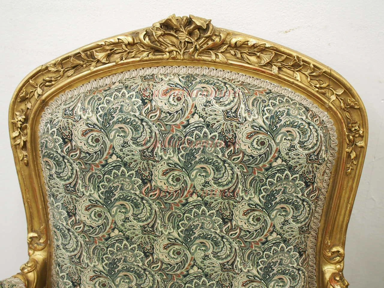 French Provincial Living Room Sofa Chair Antique Style Furniture Wooden Fabric Armchair