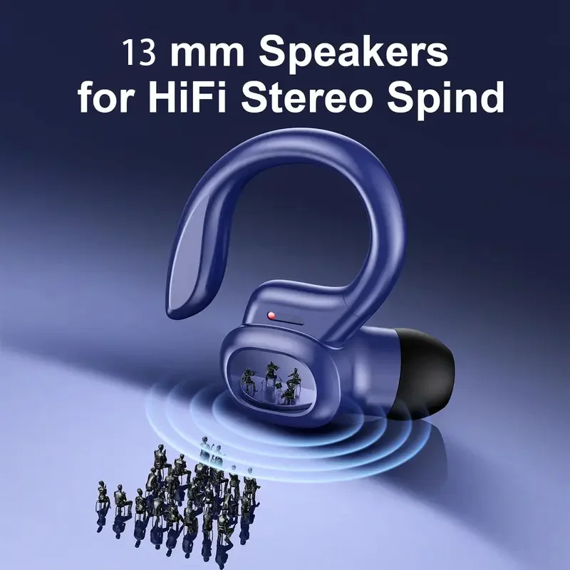 سماعات بلوتوث لاسلكية أصلية مزودة بخطاف للأذن سماعات أذن استريو رياضية مقاومة للماء للتمرين والجري الرياضي