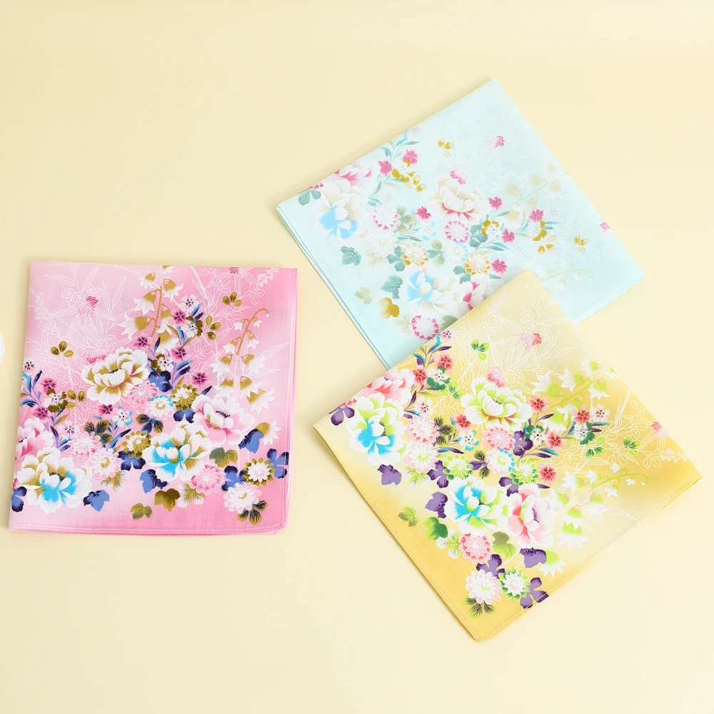 3 Pak Saputangan Wanita Katun Murni, Suvenir Pengantin Musim Pernikahan, Saputangan Penyerap dan Menyerap Keringat, Syal Celana Saku Penutup Portabel, Syal Sutra